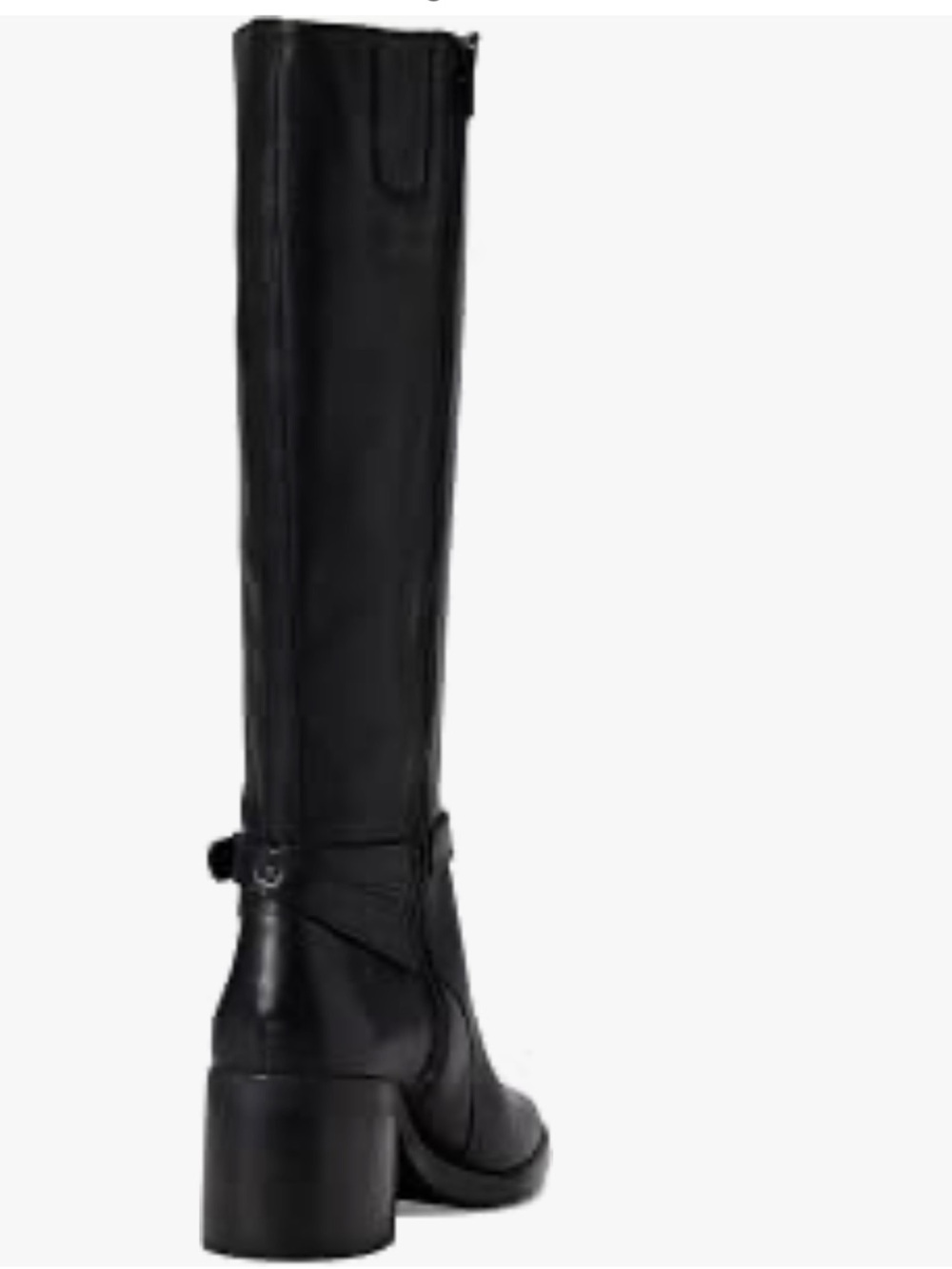 Black Leather Mid-Calf Heeled Boots - Women's Naturalizer w/o Box - Picture 2 of 6